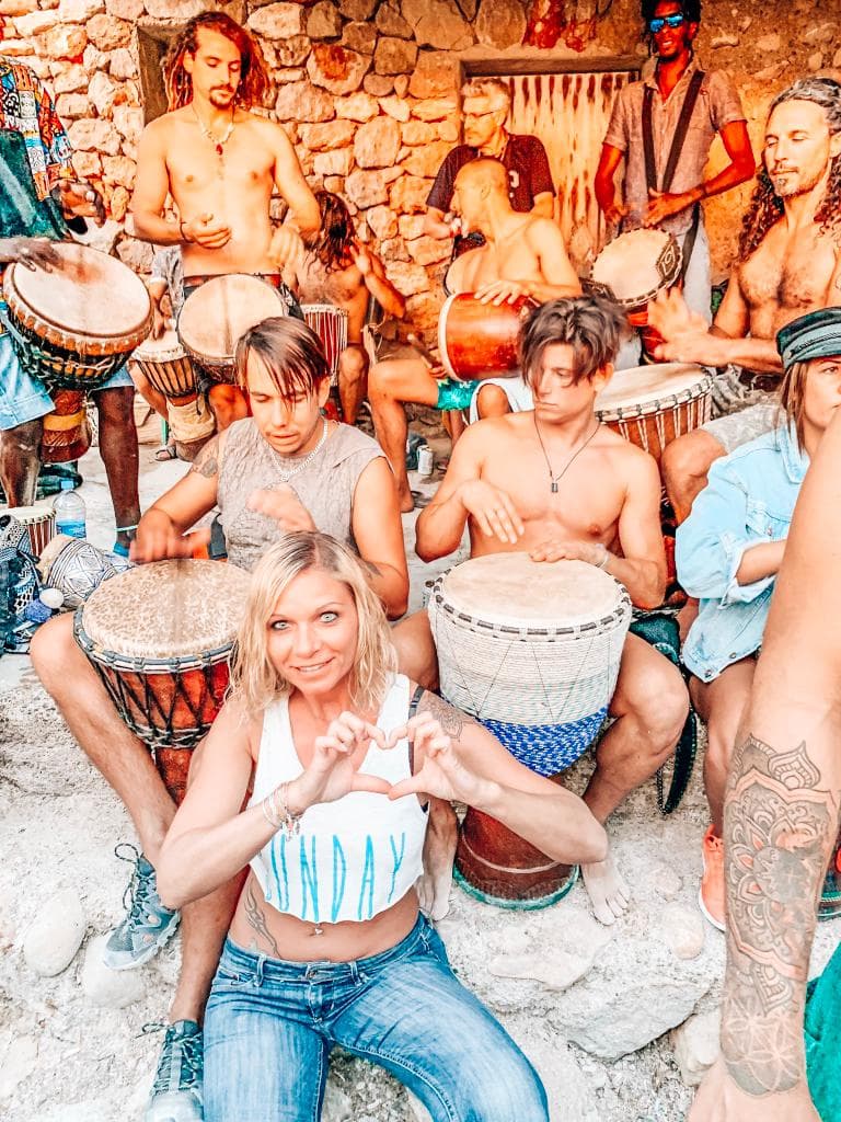 Benirras Beach Drummers Bongo Ibiza Benirras beach in Ibiza with drummers